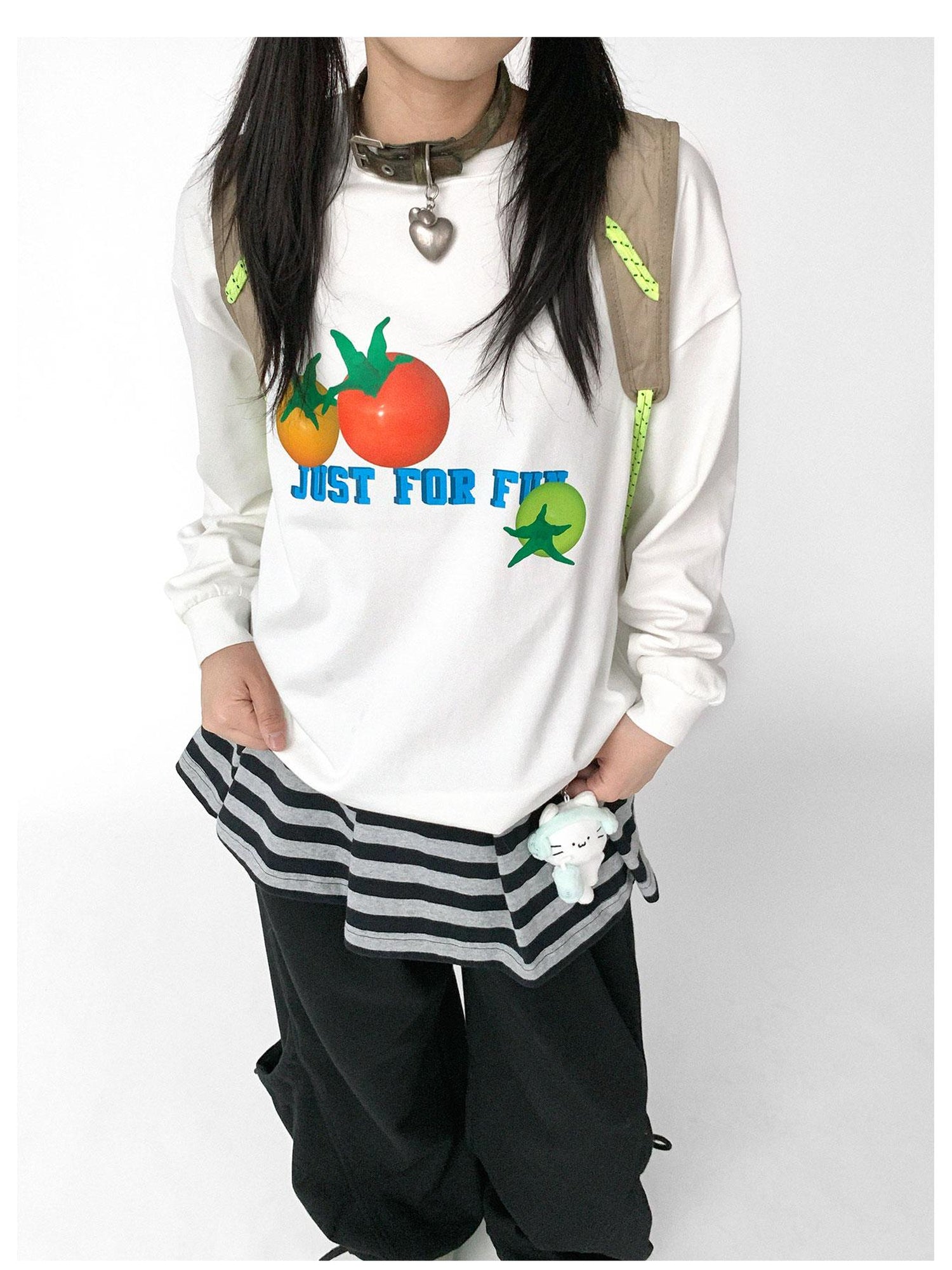 innomoood 3D Printed Tomato Graphic Relaxed Fit T-shirt