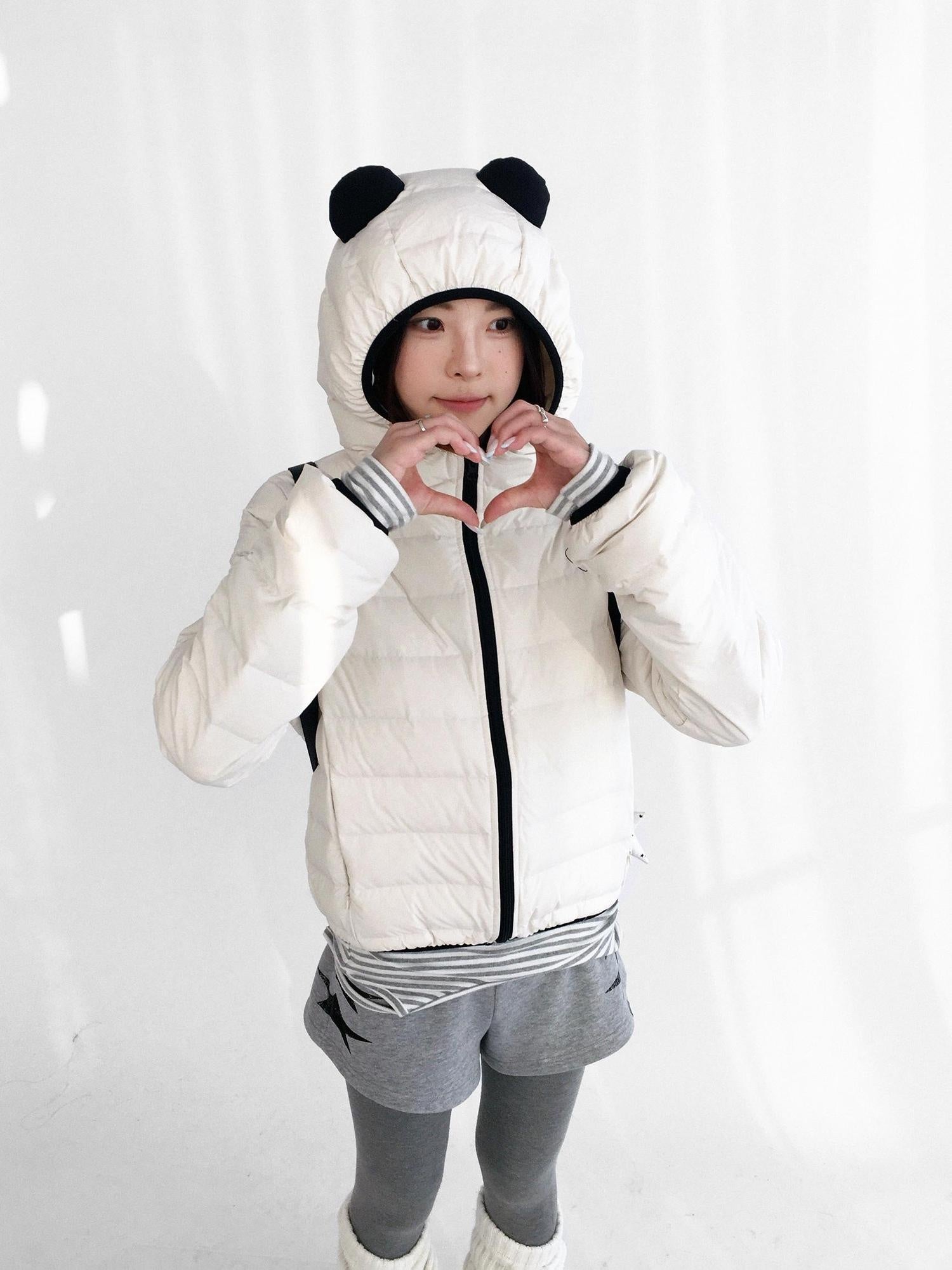 innomoood 90 Percent White Duck Down Hooded Cropped Casual Women Zip Front Down Jacket