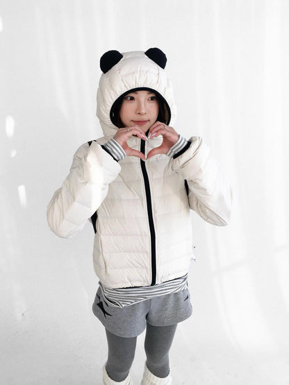innomoood 90 Percent White Duck Down Hooded Cropped Casual Women Zip Front Down Jacket