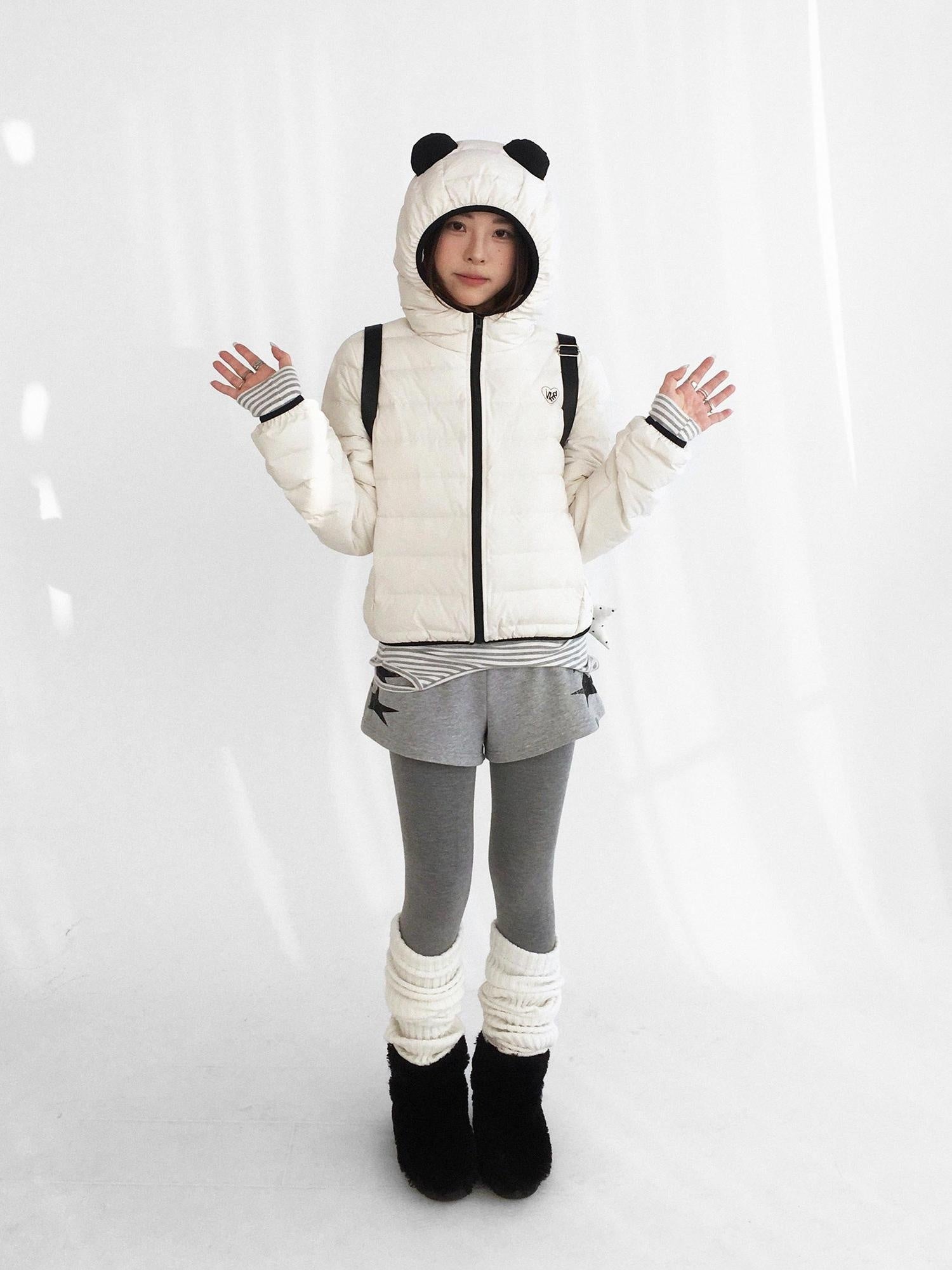 innomoood 90 Percent White Duck Down Hooded Cropped Casual Women Zip Front Down Jacket