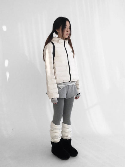 innomoood 90 Percent White Duck Down Hooded Cropped Casual Women Zip Front Down Jacket