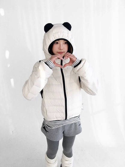 innomoood 90 Percent White Duck Down Hooded Cropped Casual Women Zip Front Down Jacket