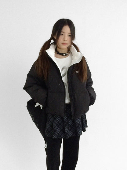 innomoood 90% White Duck Down Handpainted Print Loose Short Casual Women Down Jacket