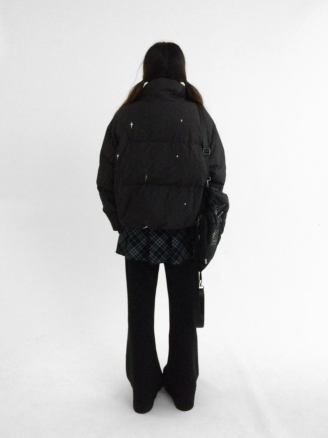 innomoood 90% White Duck Down Handpainted Print Loose Short Casual Women Down Jacket