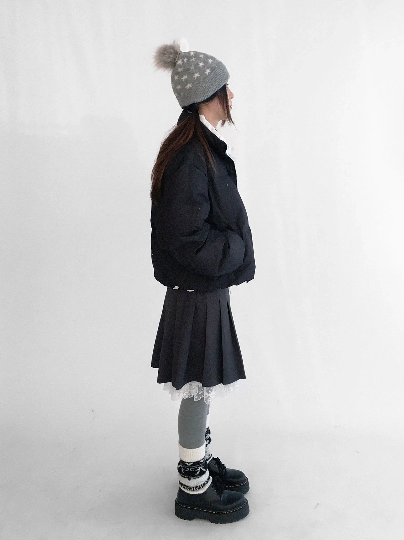 innomoood 90% White Duck Down Handpainted Print Loose Short Casual Women Down Jacket