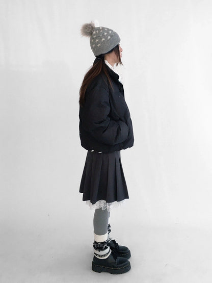 innomoood 90% White Duck Down Handpainted Print Loose Short Casual Women Down Jacket