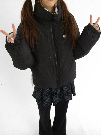 innomoood 90% White Duck Down Handpainted Print Loose Short Casual Women Down Jacket