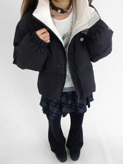 innomoood 90% White Duck Down Handpainted Print Loose Short Casual Women Down Jacket