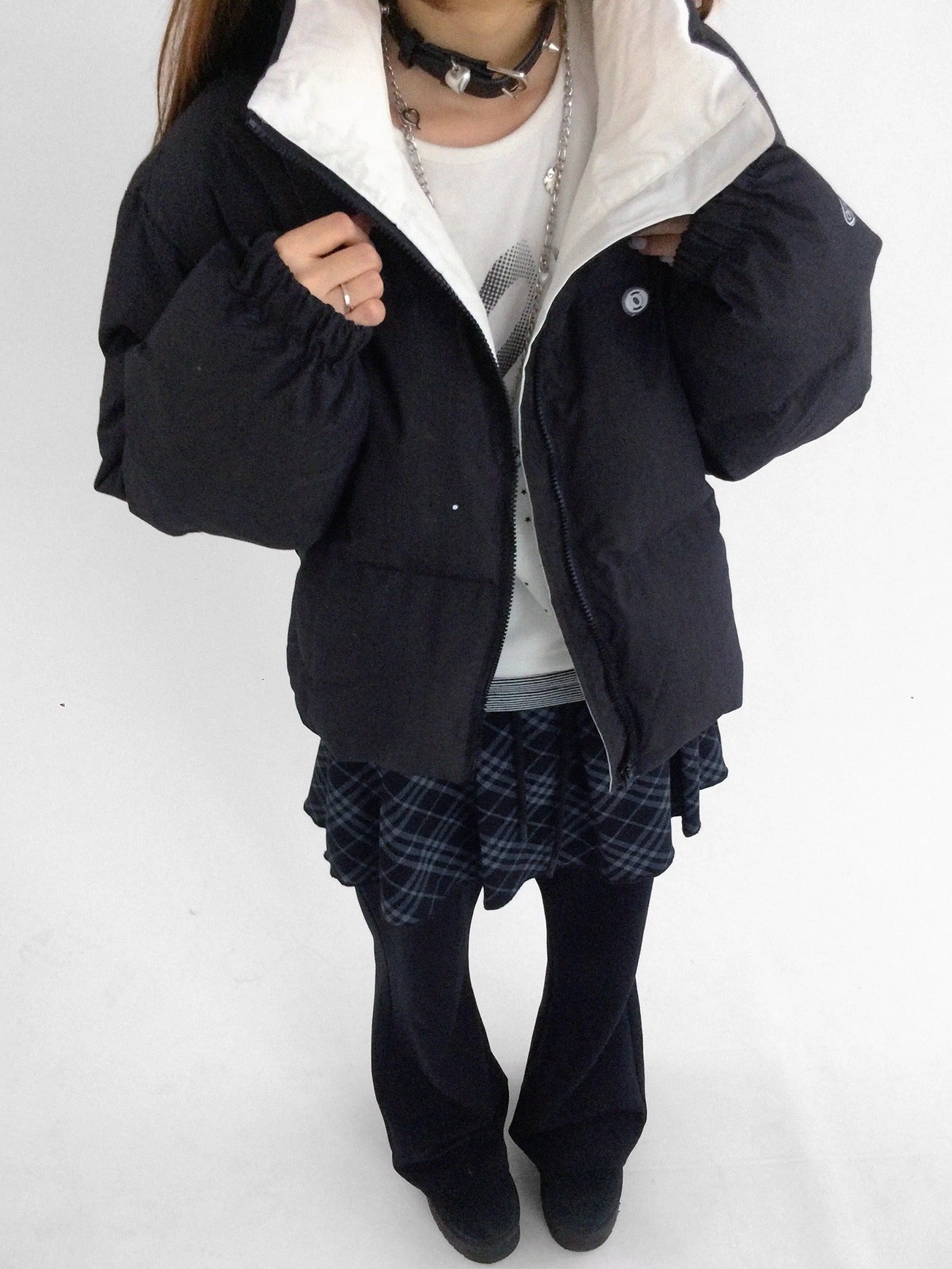 innomoood 90% White Duck Down Handpainted Print Loose Short Casual Women Down Jacket