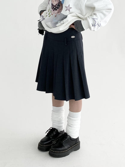 innomoood A Line Pleated Midi Skirt For School Uniform Style Layering