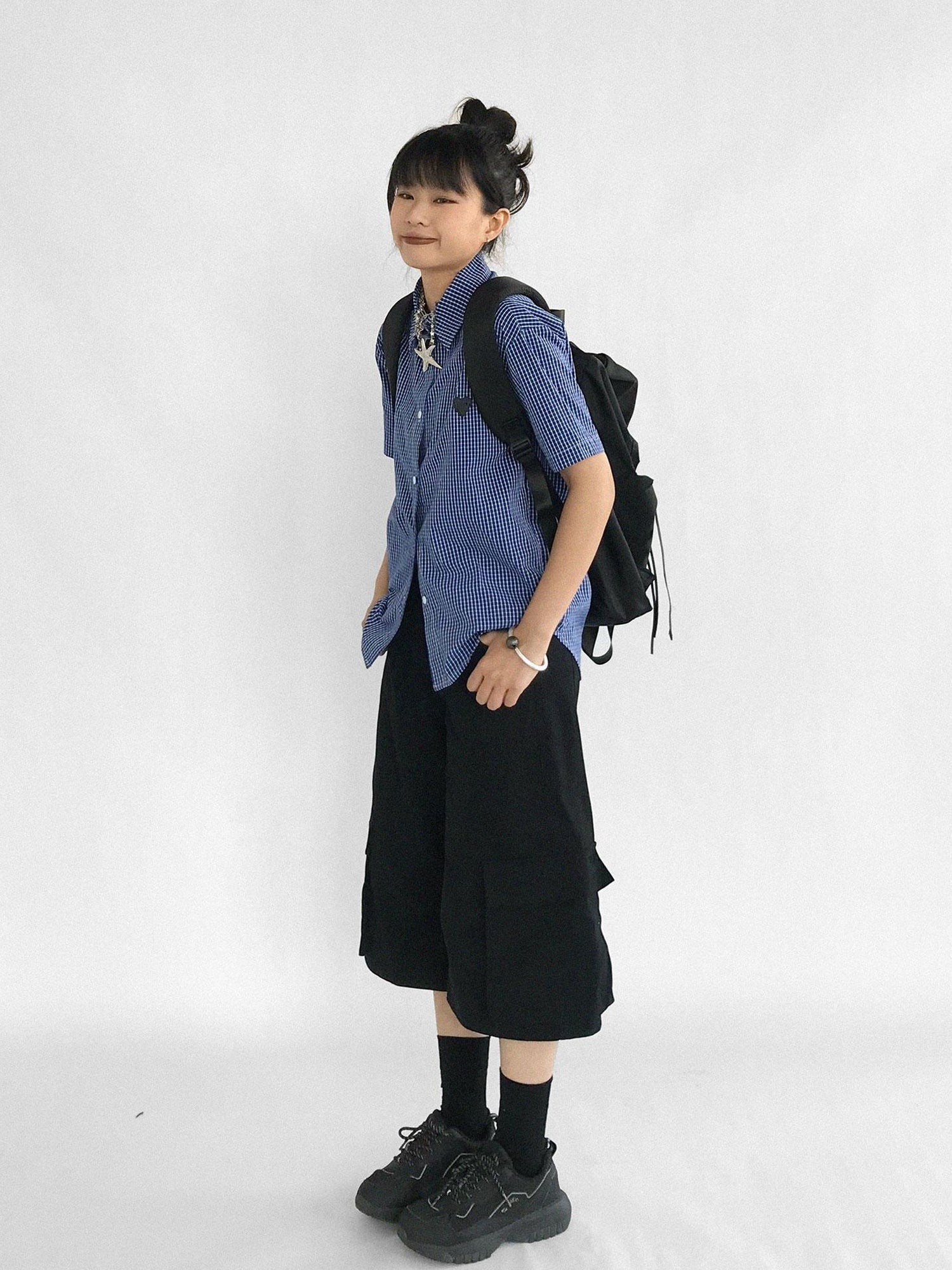 innomoood Adjustable Low Rise Wide Leg Cargo Capri Cotton Shorts