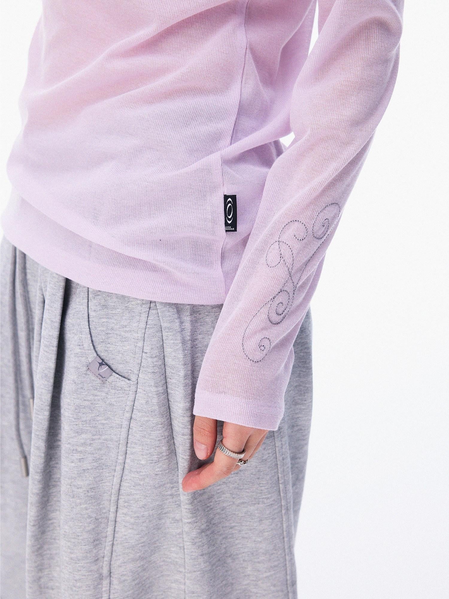 innomoood Airy Pink Embroidered Horse Semi High Neck Women&