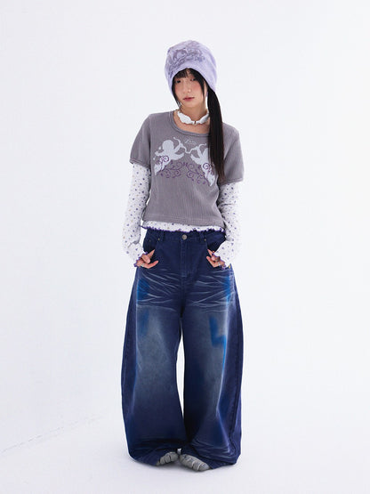 innomoood Angel Vine Print Puff Sleeve Women&