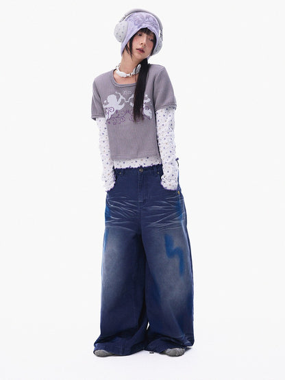 innomoood Angel Vine Print Puff Sleeve Women&