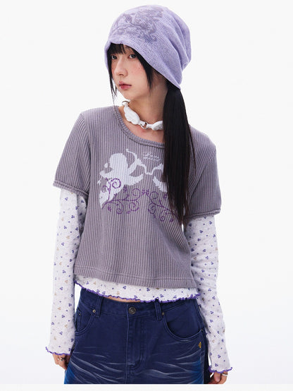 innomoood Angel Vine Print Puff Sleeve Women&
