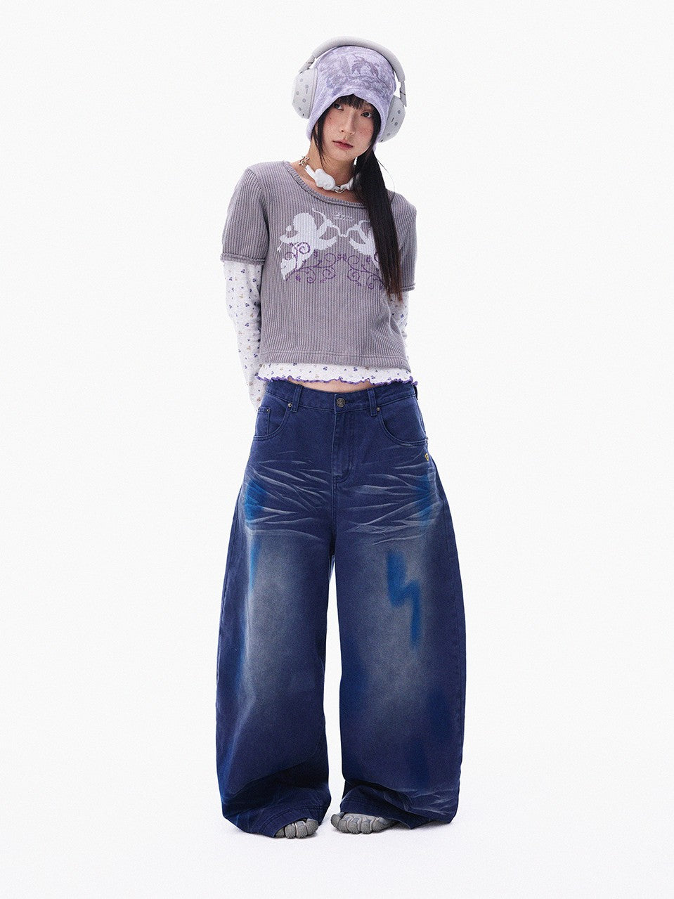innomoood Angel Vine Print Puff Sleeve Women&