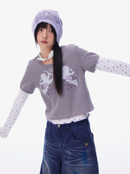 innomoood Angel Vine Print Puff Sleeve Women&