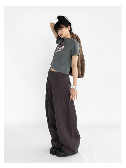 innomoood Apple Lace Bow Print Cotton T-shirt