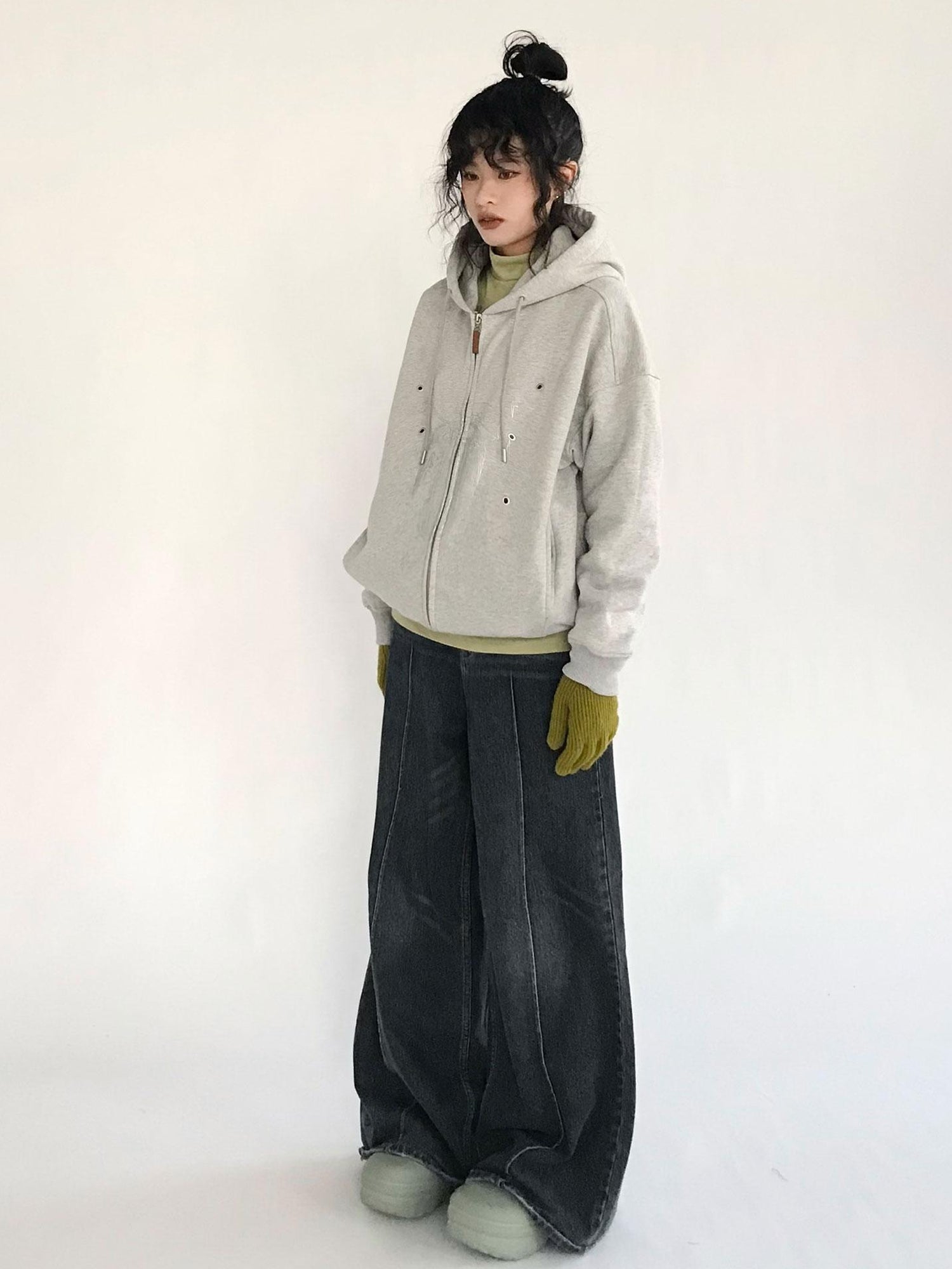 innomoood Apple Line Art Silver Print Fleece Hoodie