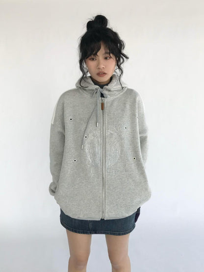 innomoood Apple Line Art Silver Print Fleece Hoodie