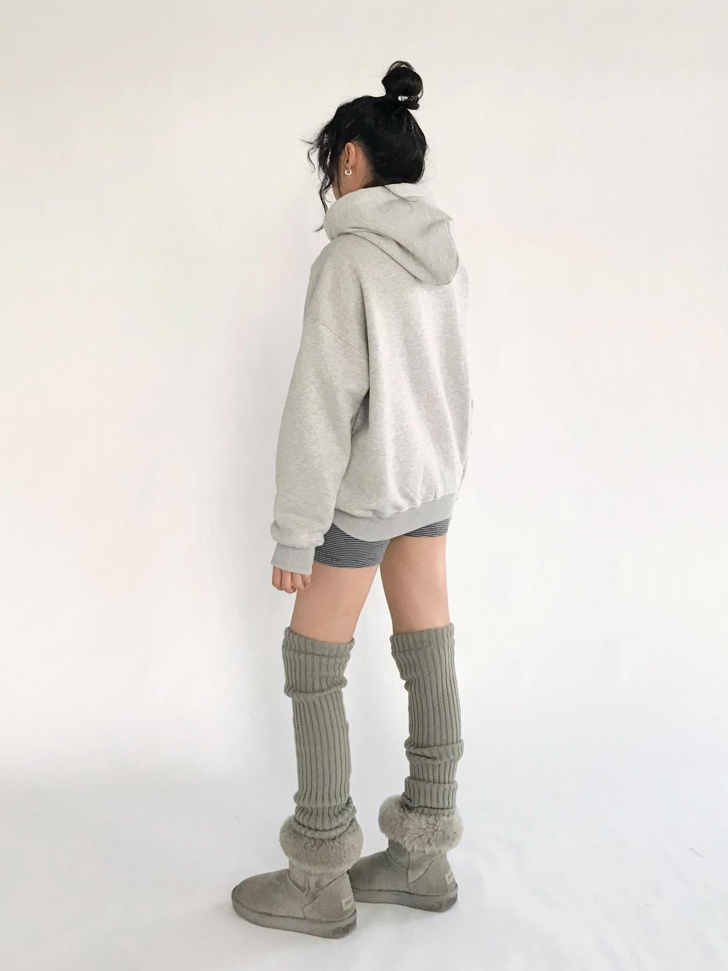 innomoood Apple Line Art Silver Print Fleece Hoodie