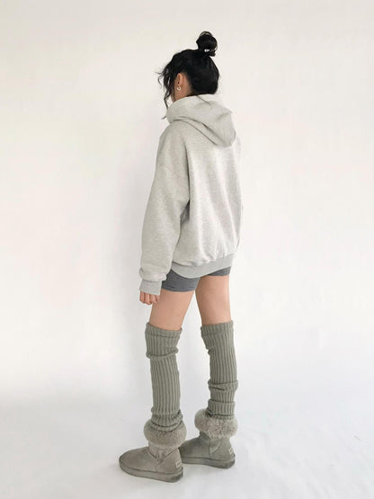 innomoood Apple Line Art Silver Print Fleece Hoodie
