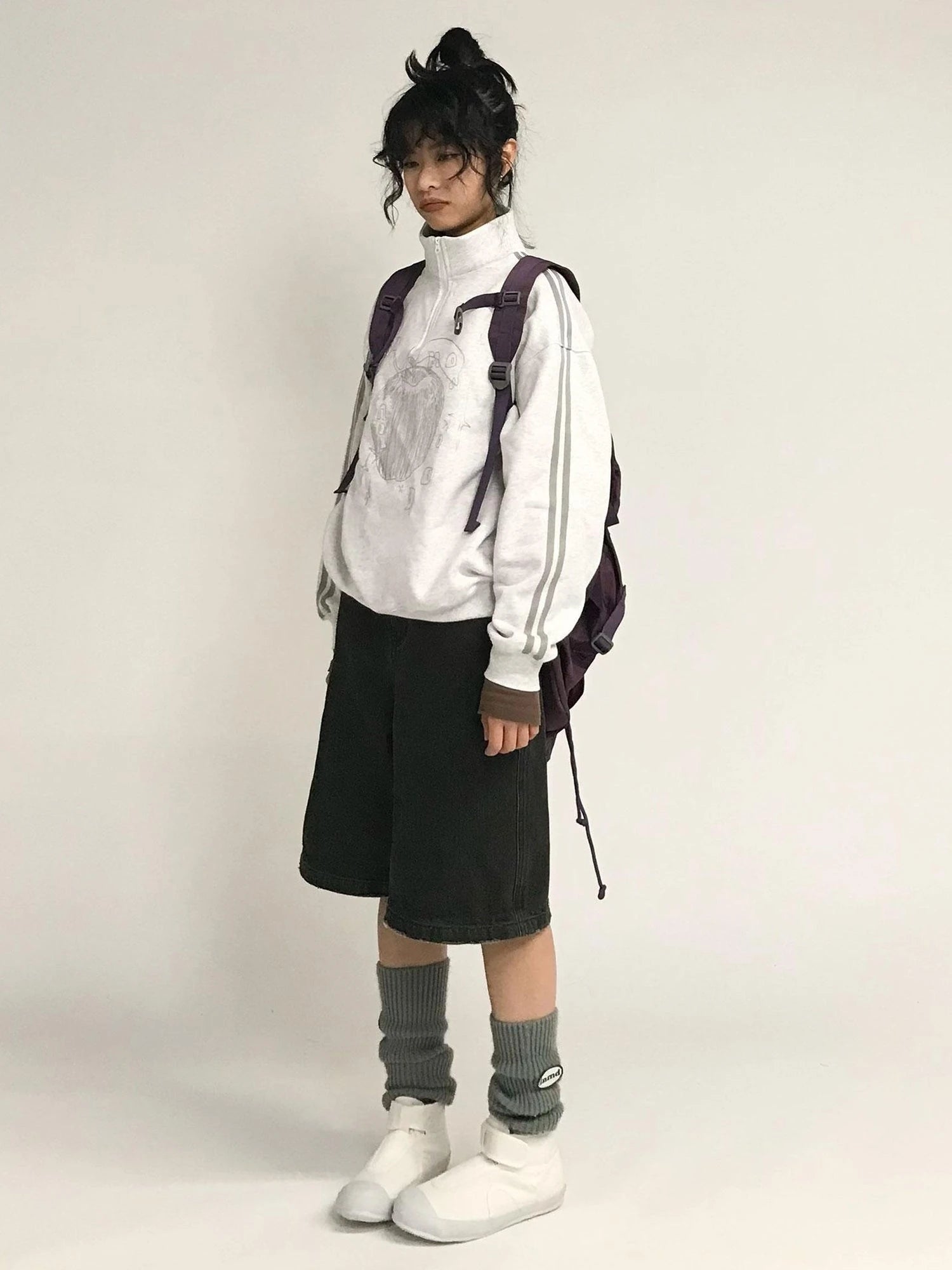 Apple Line Zip Up Fleece Hoodie