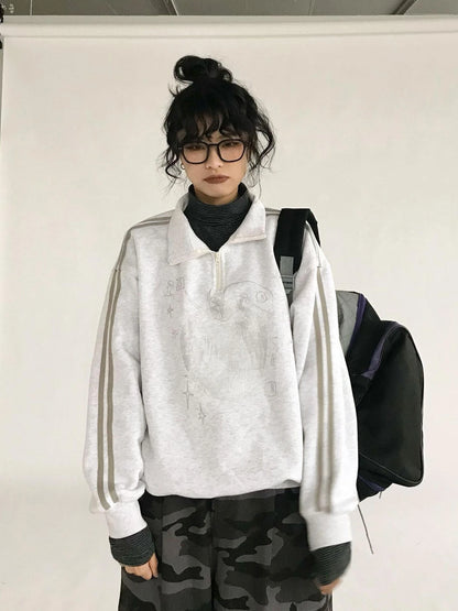 Apple Line Zip Up Fleece Hoodie