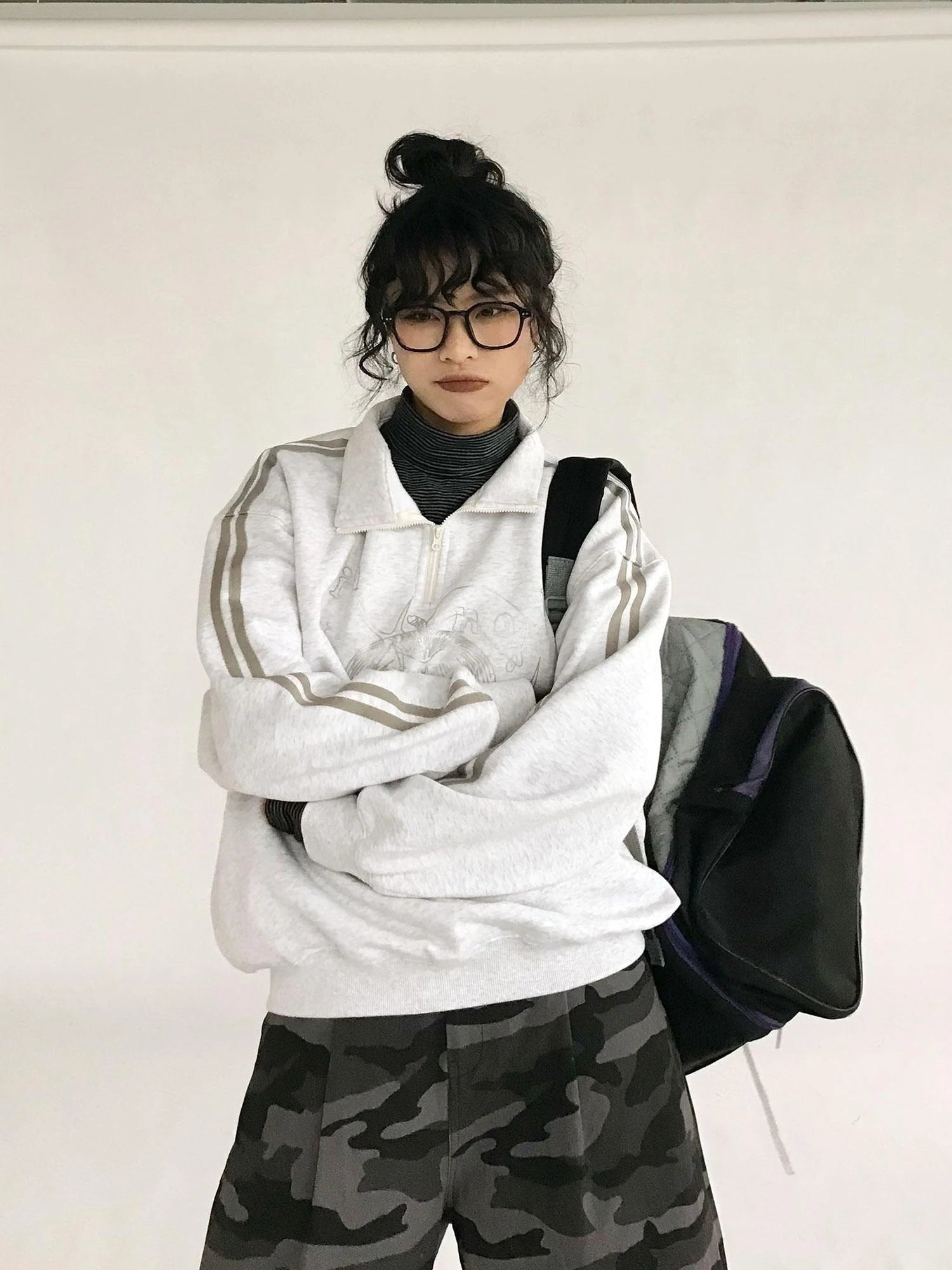 Apple Line Zip Up Fleece Hoodie