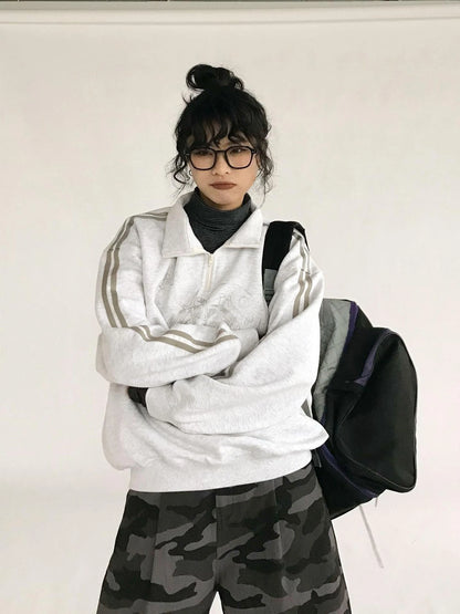 Apple Line Zip Up Fleece Hoodie