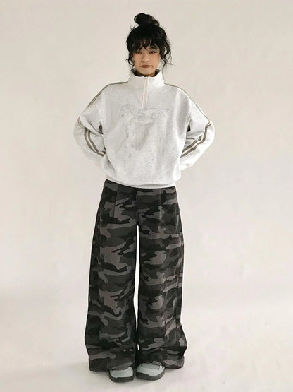 Apple Line Zip Up Fleece Hoodie