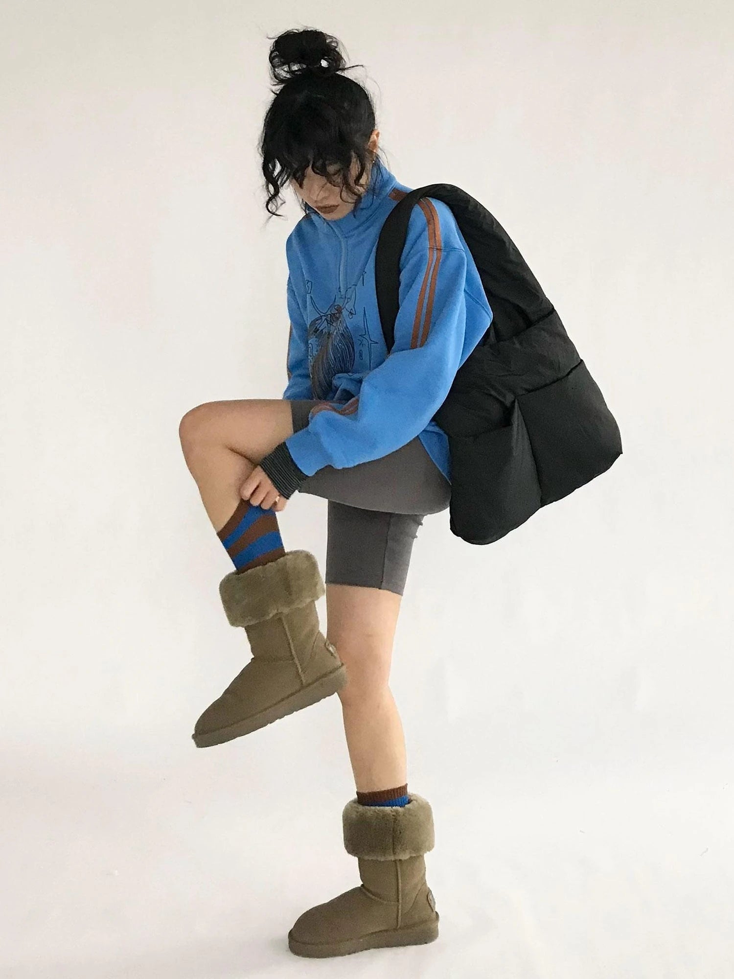 Apple Line Zip Up Fleece Hoodie