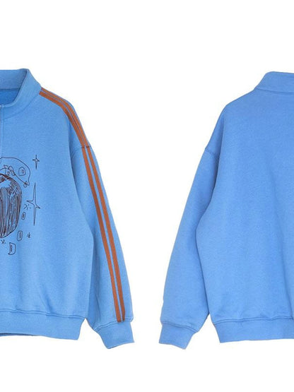 Apple Line Zip Up Fleece Hoodie