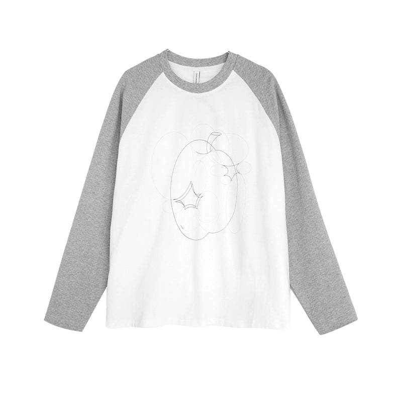 innomoood_Apple_Stitch_Line_Print_T-shirt_Long_Sleeve_Raglan_Unisex_MISSTT