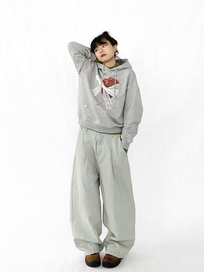 innomoood Baggy Wide Leg Denim Trousers In Sea Salt Wash