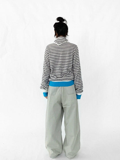 Baggy Wide Leg Denim Trousers In Sea Salt Wash