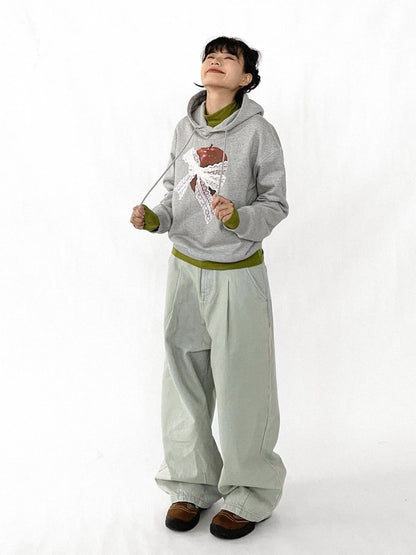 Baggy Wide Leg Denim Trousers In Sea Salt Wash