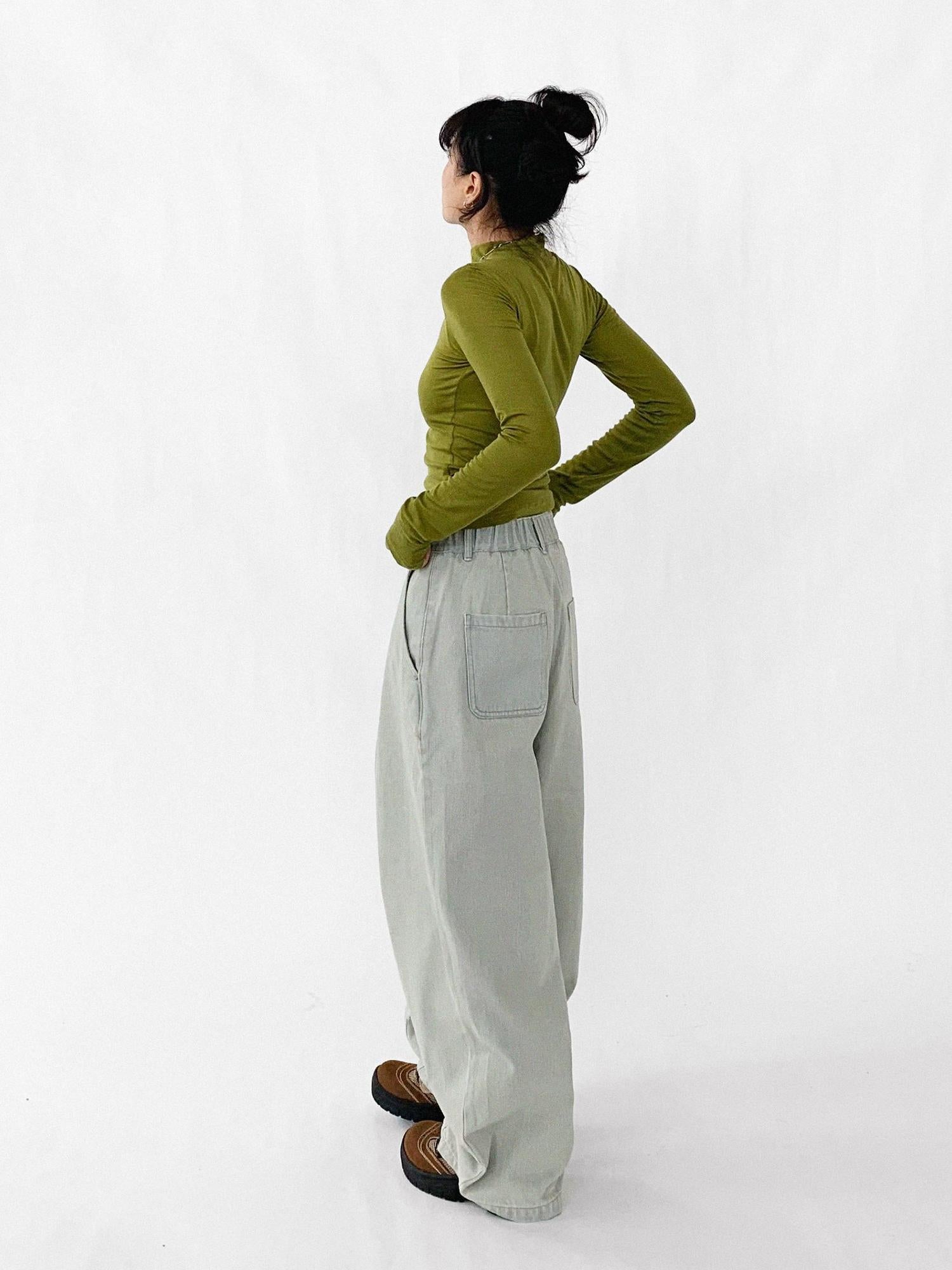 innomoood Baggy Wide Leg Denim Trousers In Sea Salt Wash