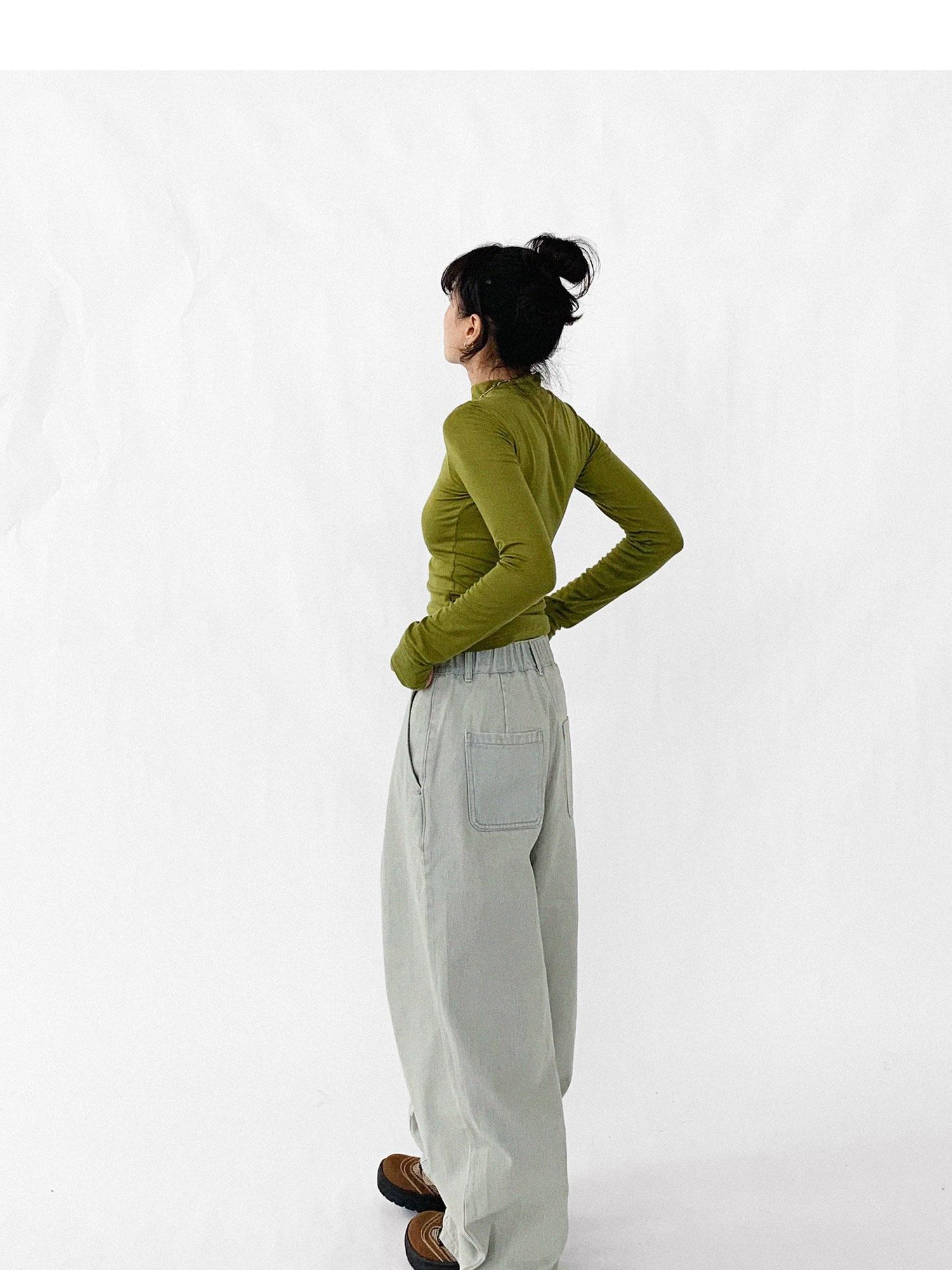 innomoood Baggy Wide Leg Denim Trousers In Sea Salt Wash