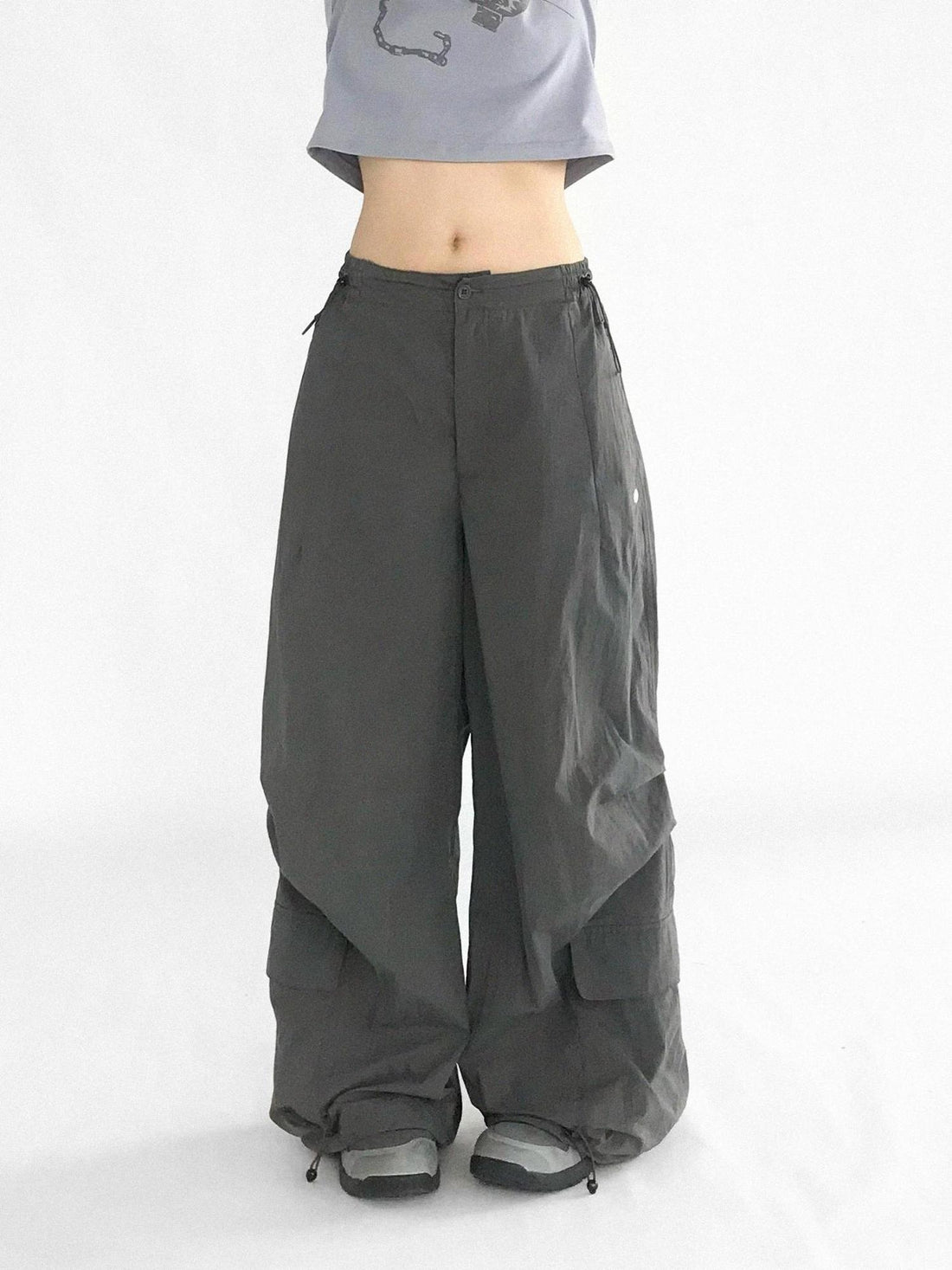 innomoood Ballistic Parachute Cargo Pants With Drop Crotch Design