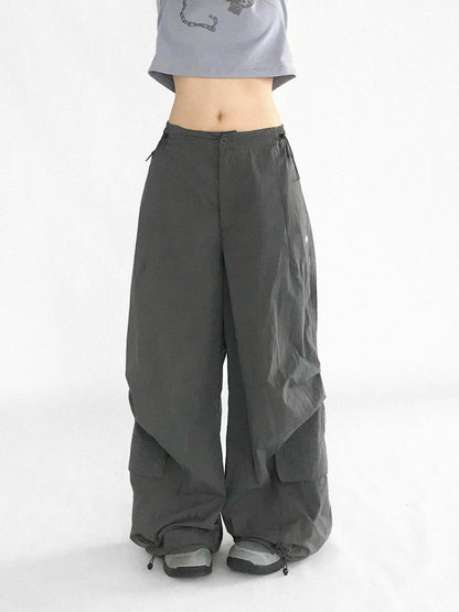innomoood Ballistic Parachute Cargo Pants With Drop Crotch Design