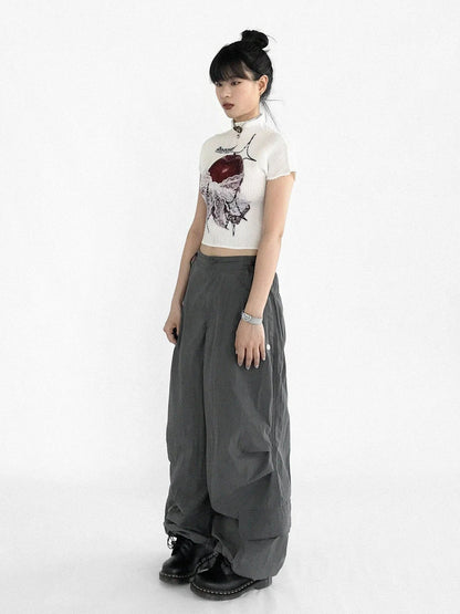 Ballistic Parachute Cargo Pants With Drop Crotch Design