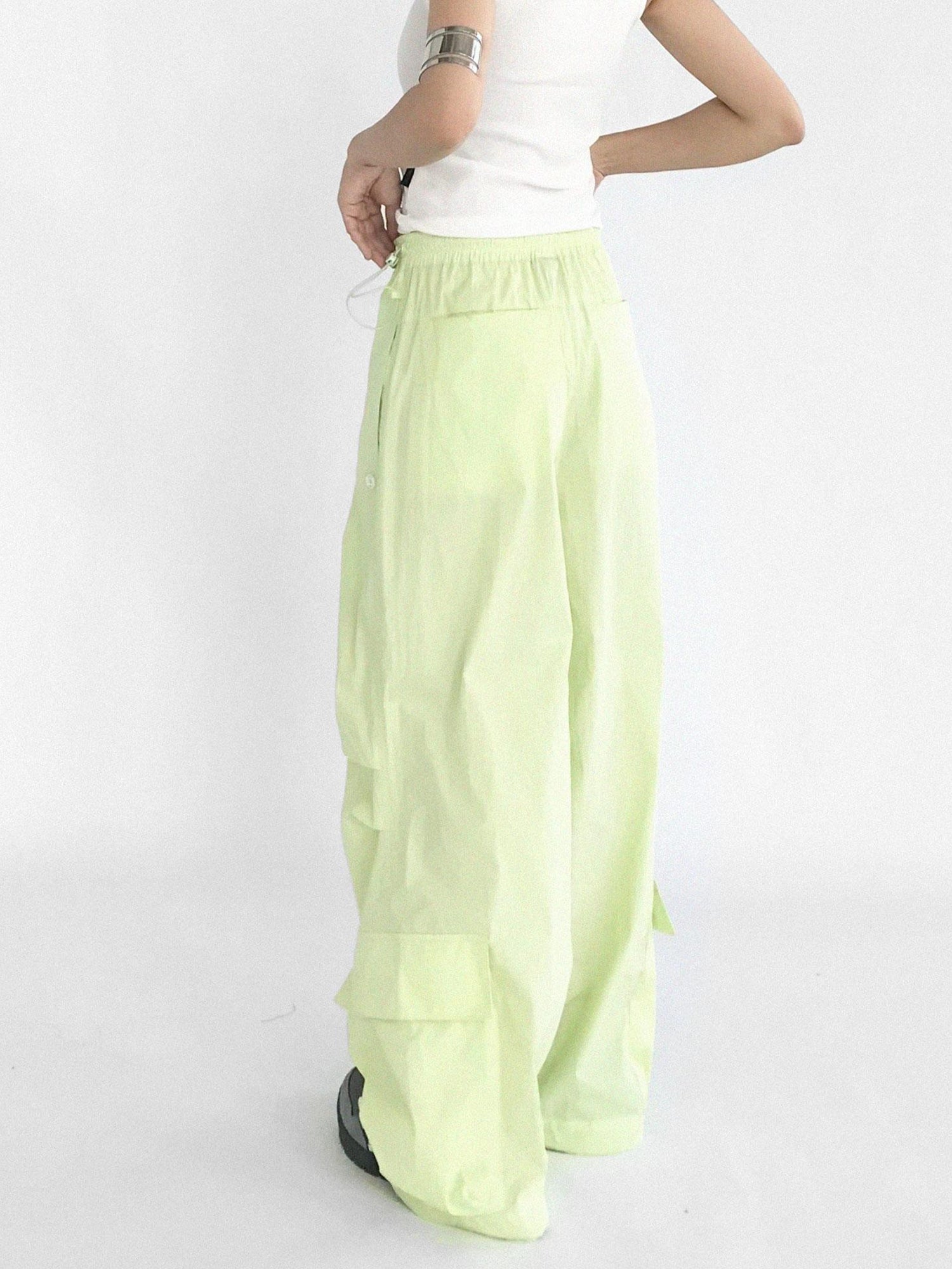 innomoood Ballistic Parachute Cargo Pants With Drop Crotch Design