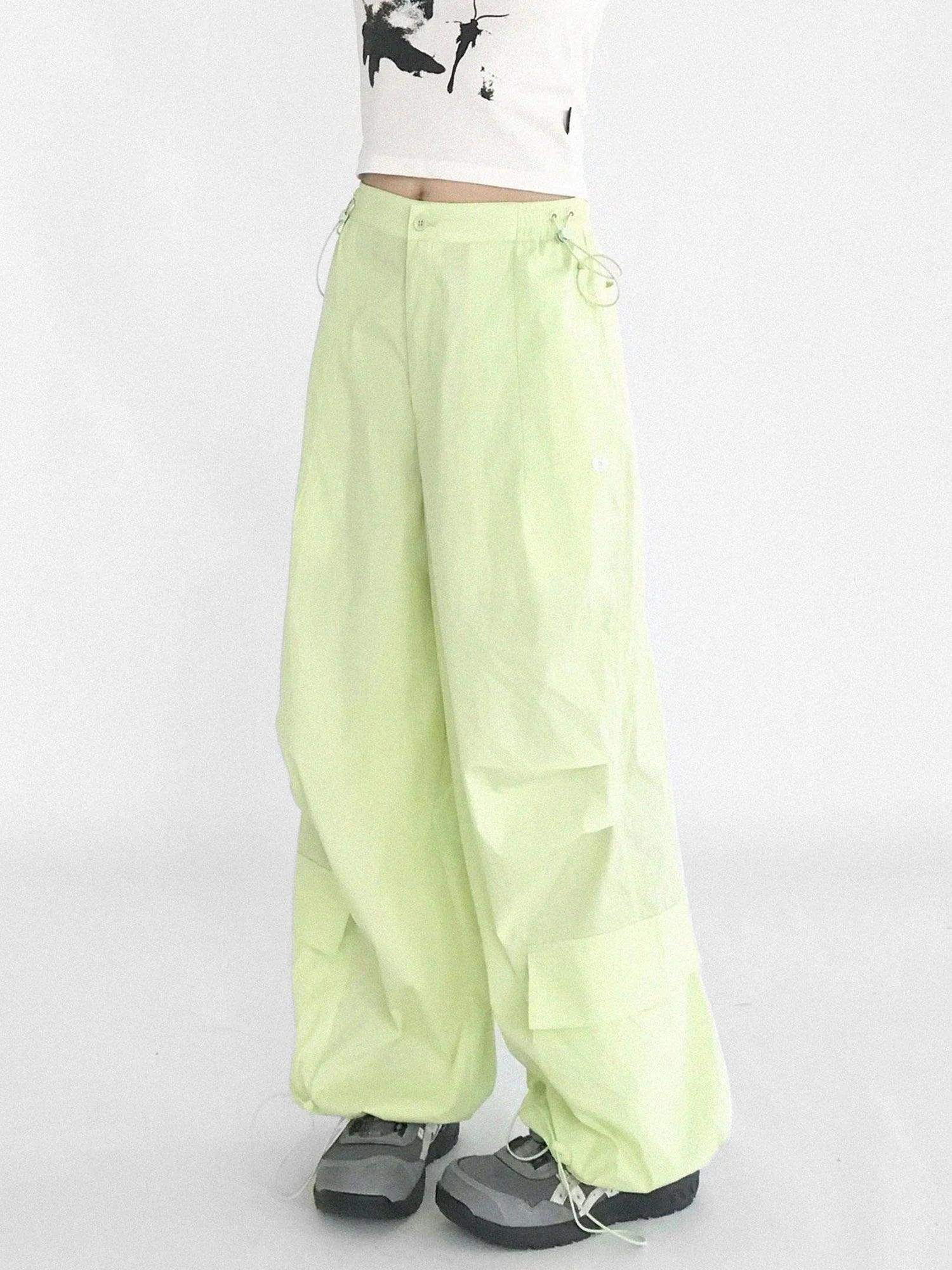 Ballistic Parachute Cargo Pants With Drop Crotch Design