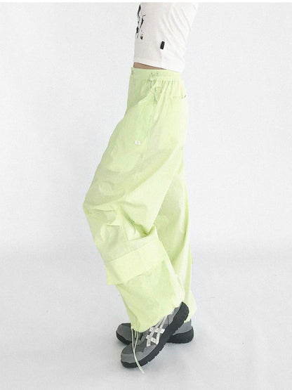 innomoood Ballistic Parachute Cargo Pants With Drop Crotch Design