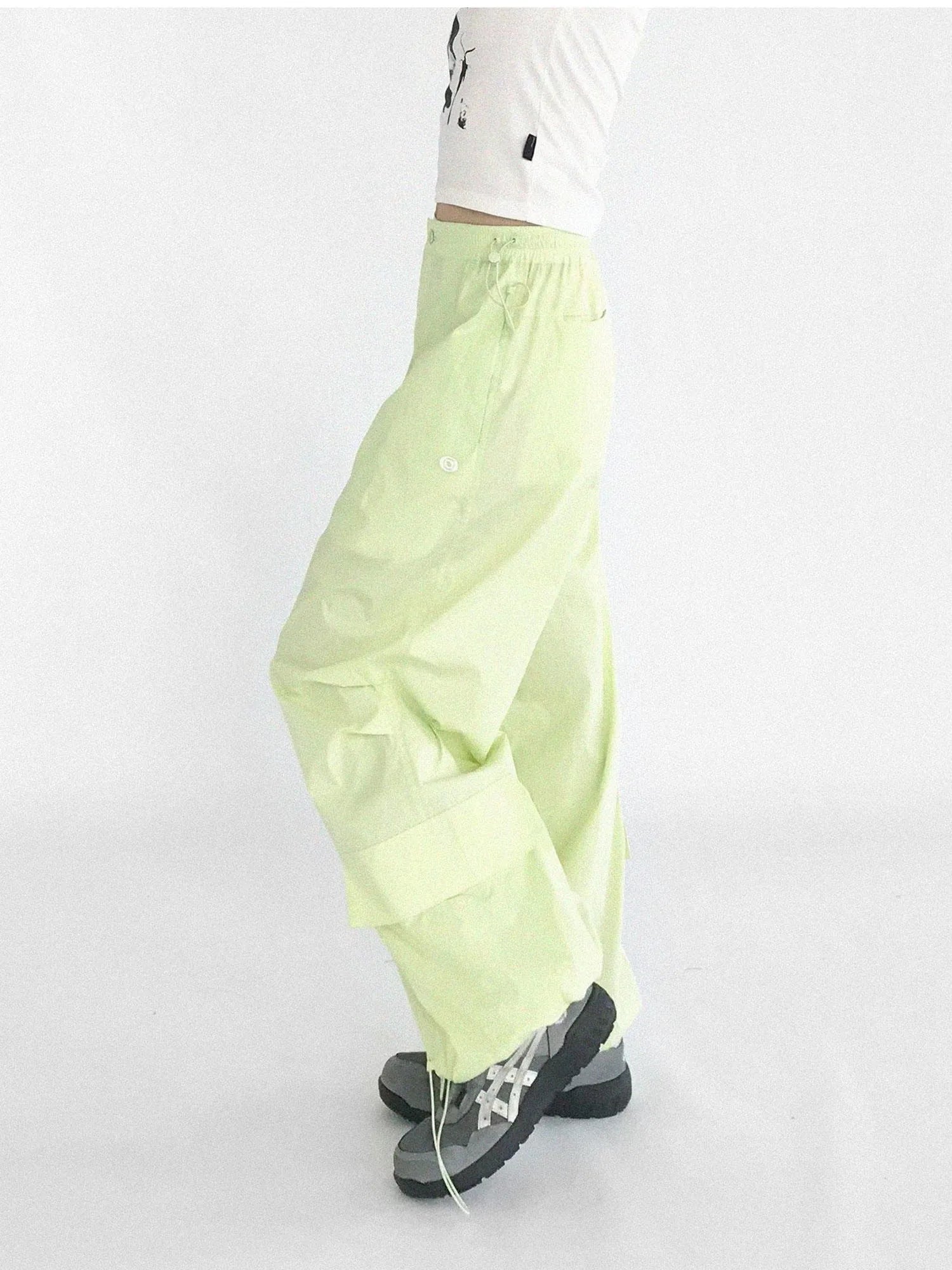 Ballistic Parachute Cargo Pants With Drop Crotch Design