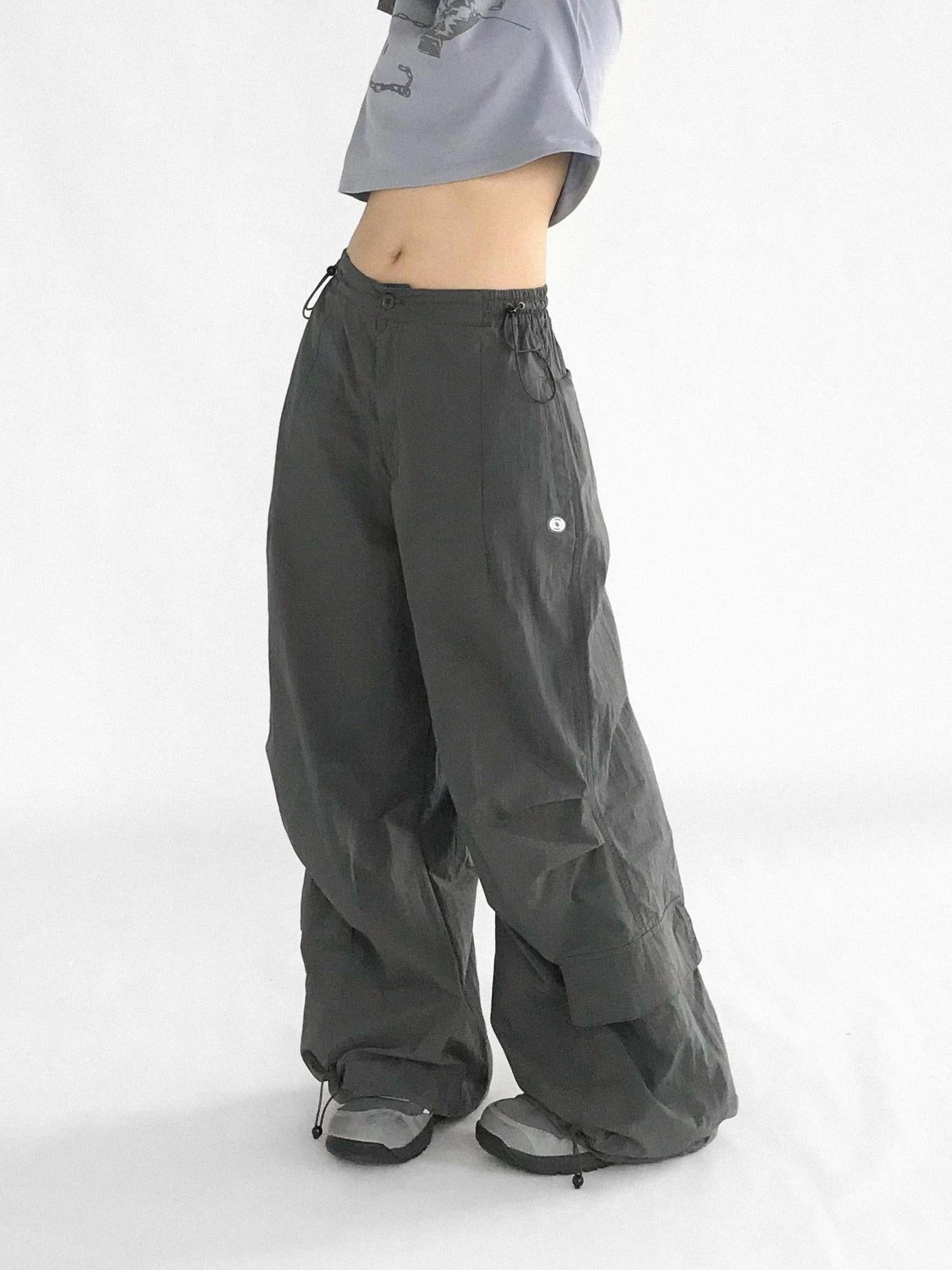 innomoood Ballistic Parachute Cargo Pants With Drop Crotch Design