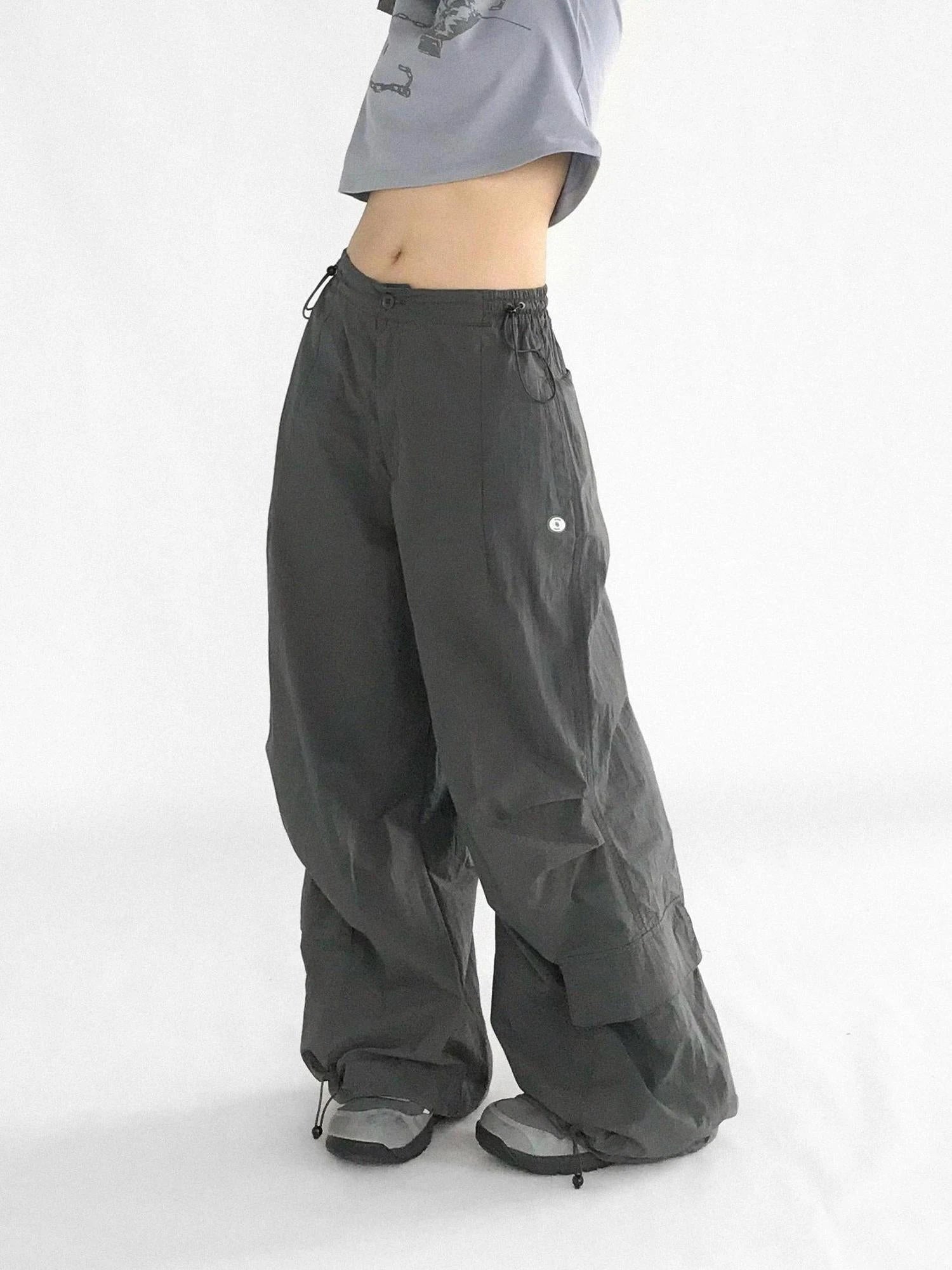 Ballistic Parachute Cargo Pants With Drop Crotch Design