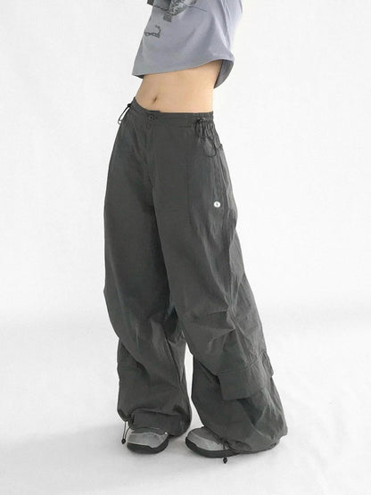 Ballistic Parachute Cargo Pants With Drop Crotch Design