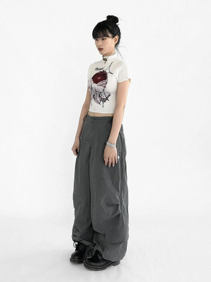 Ballistic Parachute Cargo Pants With Drop Crotch Design